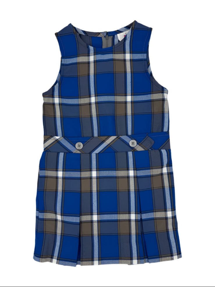 Blue plaid dress on a white background