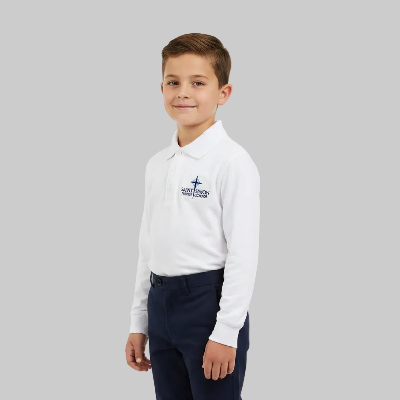 Polo (Long Sleeve, Pique) (Saint Simon Logo) - SSPS