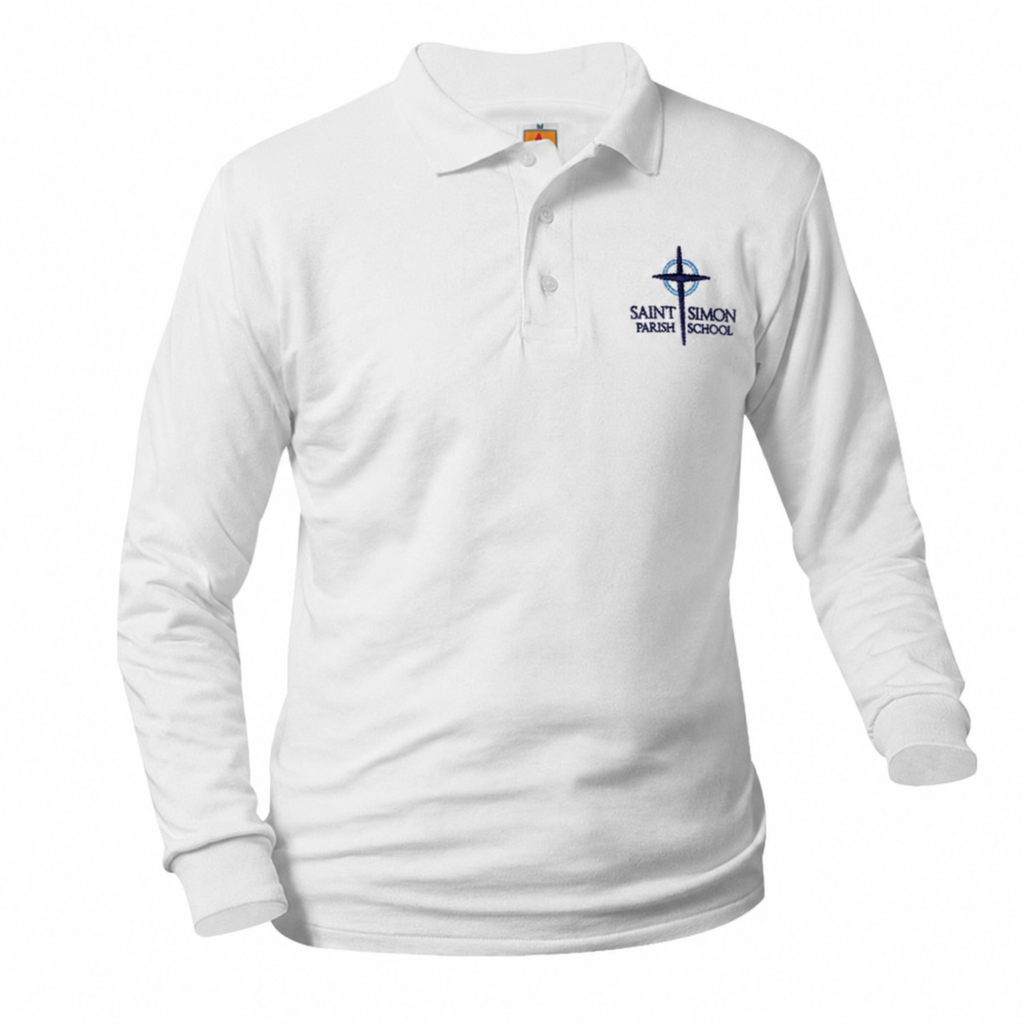 Polo (Long Sleeve, Jersey Knit) (Saint Simon Logo)