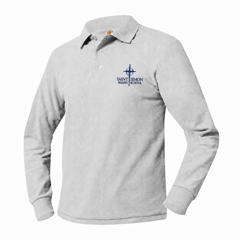 Polo (Long Sleeve, Pique) (Saint Simon Logo)