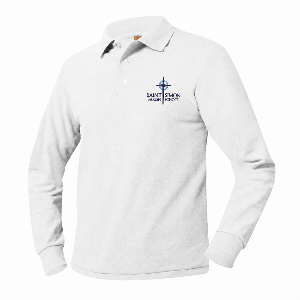Polo (Long Sleeve, Pique) (Saint Simon Logo)