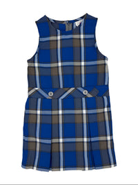 Blue plaid dress on a white background
