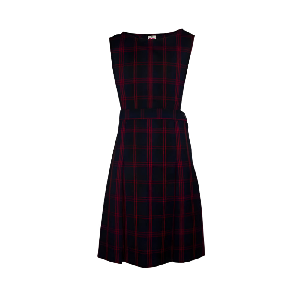 Holy Spirit School's black and red plaid jumper on a white background